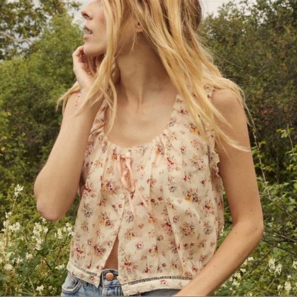 Doen Traveler Top Floral in Cream and Pink